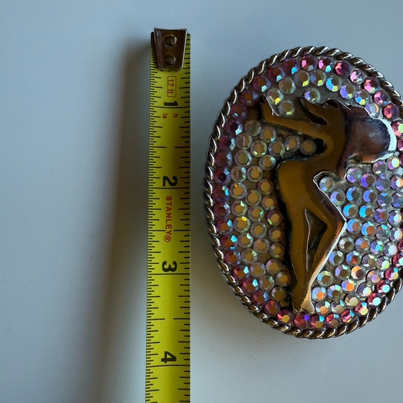Pink and Silver Rhinestone Belt Buckle main image 5